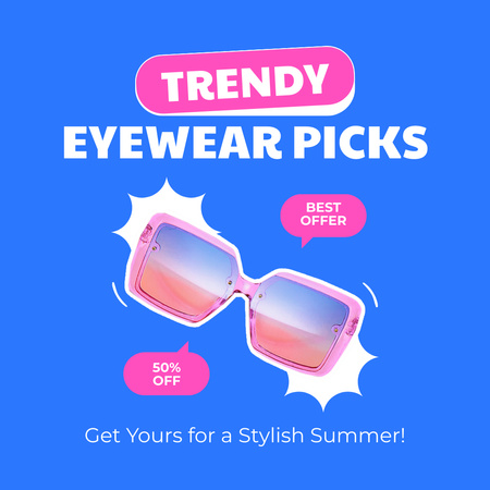 Best Offer of Trendy Sunglasses with Discount Instagram AD Design Template