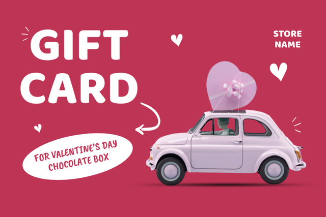 Designvorlage Special Valentine's Offer with Gift on Car für Gift Certificate