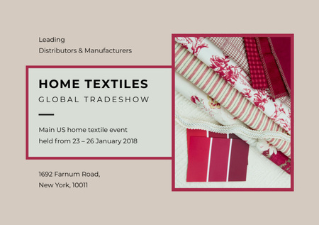 Home Textiles Event Announcement in Red Flyer A5 Horizontal Design Template
