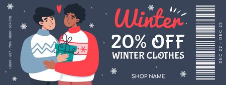 Discount on Winter Clothes for Valentine's Day Coupon Design Template