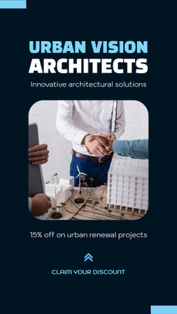 Designvorlage Urban Architects-Dienstleistungsangebot mit Konzepten und Modellen für Instagram Video Story