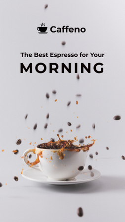Plantilla de diseño de taza con bebidas y granos de café Instagram Story 