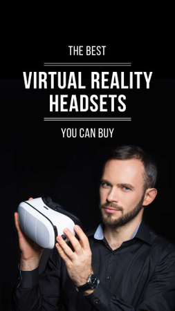 equipamento vr anúncio com homem segurando óculos Instagram Story Modelo de Design