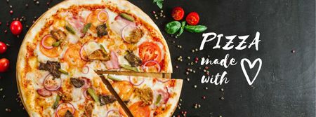 Pizzeria promotion with hot meal Facebook cover Design Template