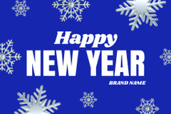New Year Holiday Greeting with Snowflakes on Blue