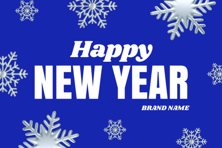 New Year Holiday Greeting with Snowflakes Postcard 4x6in Šablona návrhu