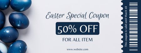 Velikonoční speciální nabídka s modře malovanými velikonočními vajíčky Coupon Šablona návrhu