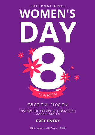 International Women's Day Bright Wishes Poster Design Template