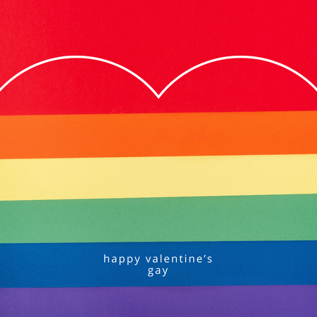 Cute Valentine's Day Holiday Greeting with LGBT Colors Instagram Tasarım Şablonu