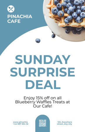 Offer of Sweet Blueberry Waffle Recipe Card Design Template