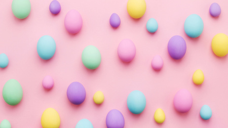Pastel Colorful Easter Eggs Zoom Background Design Template