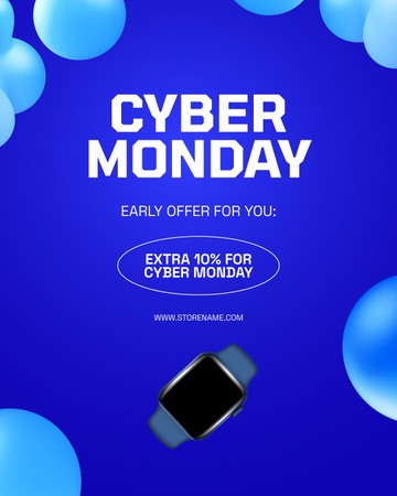 Sale of Watches on Cyber Monday Instagram Post Vertical Design Template