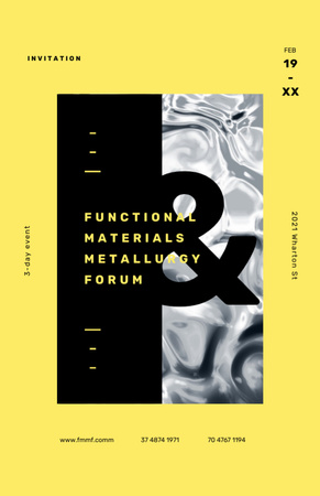 Ontwerpsjabloon van Invitation 5.5x8.5in van Metallurgieforum op golfachtig bewegend oppervlak in geel frame