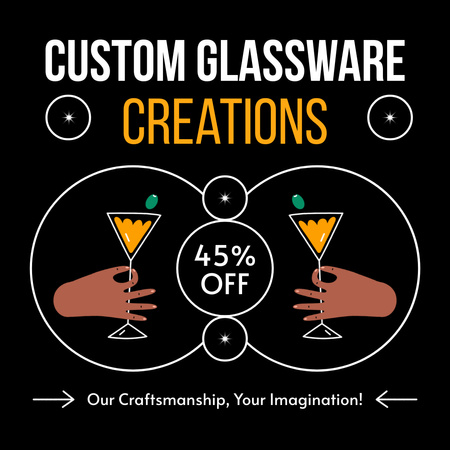 Classic Glass Drinkware Craft Offer With Discounts Animated Post Design Template