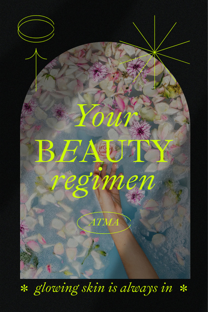 Skincare Ad with Tender Floral Petals in Water Pinterest Design Template