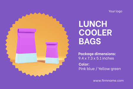 School Food Ad with Offer of Lunch Cooler Bags Label Design Template