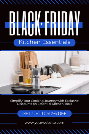 Ontwerpsjabloon van Pinterest van Black Friday-uitverkoop van keukenbenodigdheden