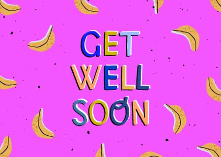 Get Well Wish with Cute Bananas Card Tasarım Şablonu