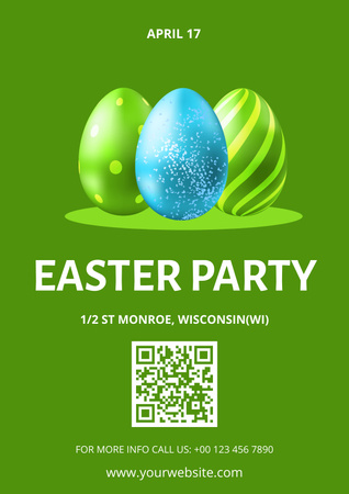 Plantilla de diseño de Easter Party Announcement with Dyed Easter Eggs on Green Poster 