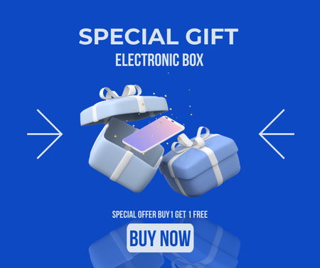 Modèle de visuel boîte électronique cadeau spécial bleu - Facebook