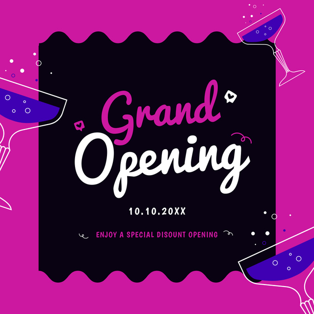 Sparkling Cocktails And Grand Opening Discounts Offer Instagram AD Πρότυπο σχεδίασης