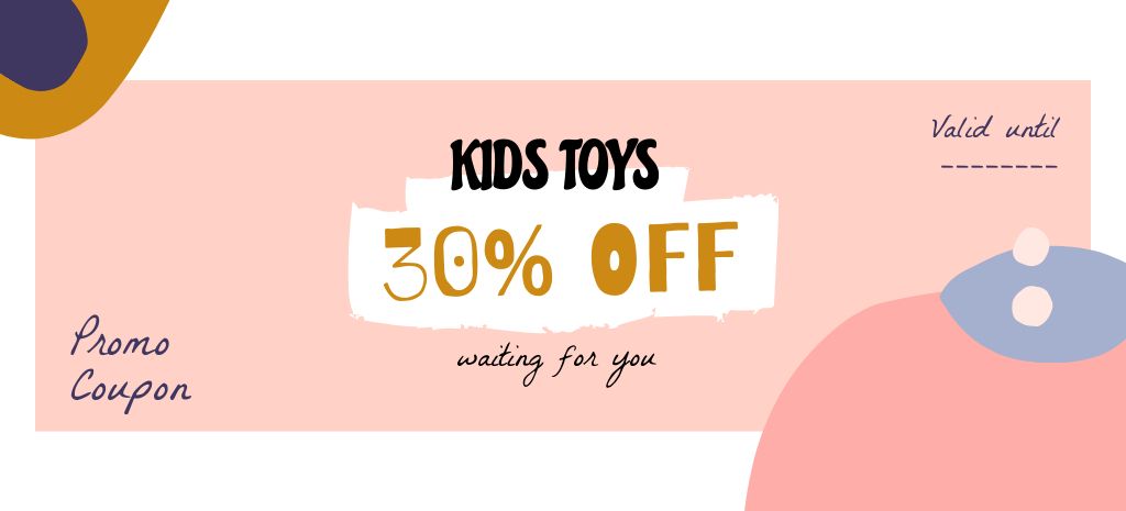 Kids Toys Discount with Funny Blots in Pink Coupon 3.75x8.25in Πρότυπο σχεδίασης