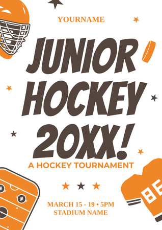 Ontwerpsjabloon van Poster van Aankondiging junior hockeytoernooi
