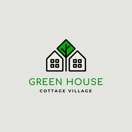 Green Housing Offer Announcement Logo Design Template