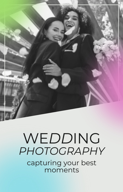 Designvorlage Wedding Photography Offer with Smiling Lesbian Couple für IGTV Cover