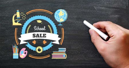 Platilla de diseño Back to School Sale with Stationery Icons Facebook AD