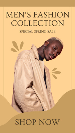 Platilla de diseño Men's Spring Sale Announcement with Stylish African American Instagram Story