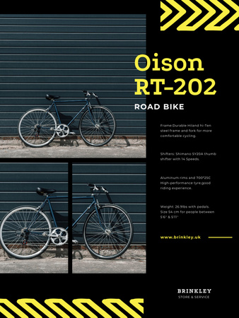 Bicycles Store Ad on Black Poster US Design Template