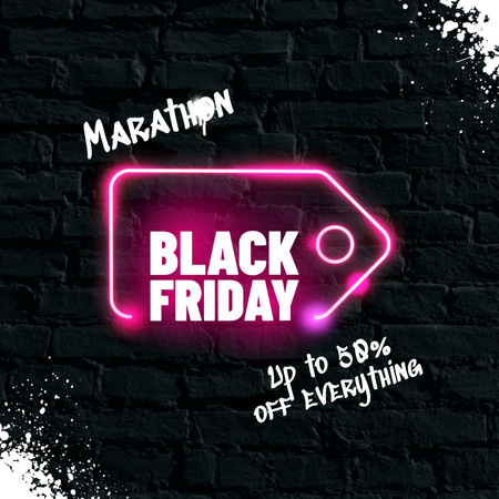 Platilla de diseño Black Friday Marathon of Discounts Animated Post