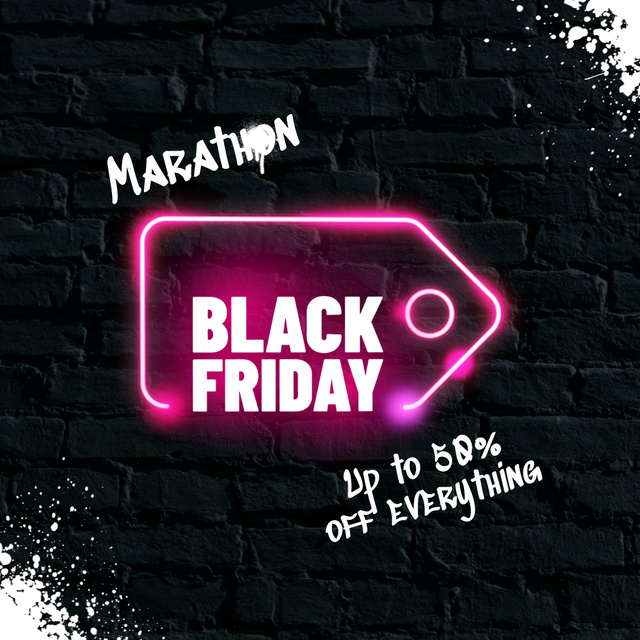 Designvorlage Black Friday Marathon of Discounts für Animated Post