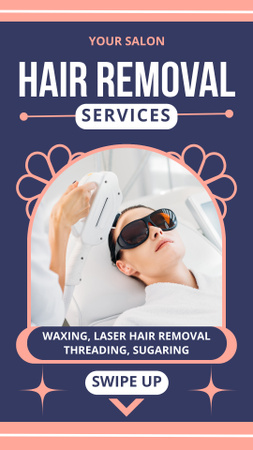 Announcement about Laser Hair Removal with Photo of Woman Instagram Story Design Template