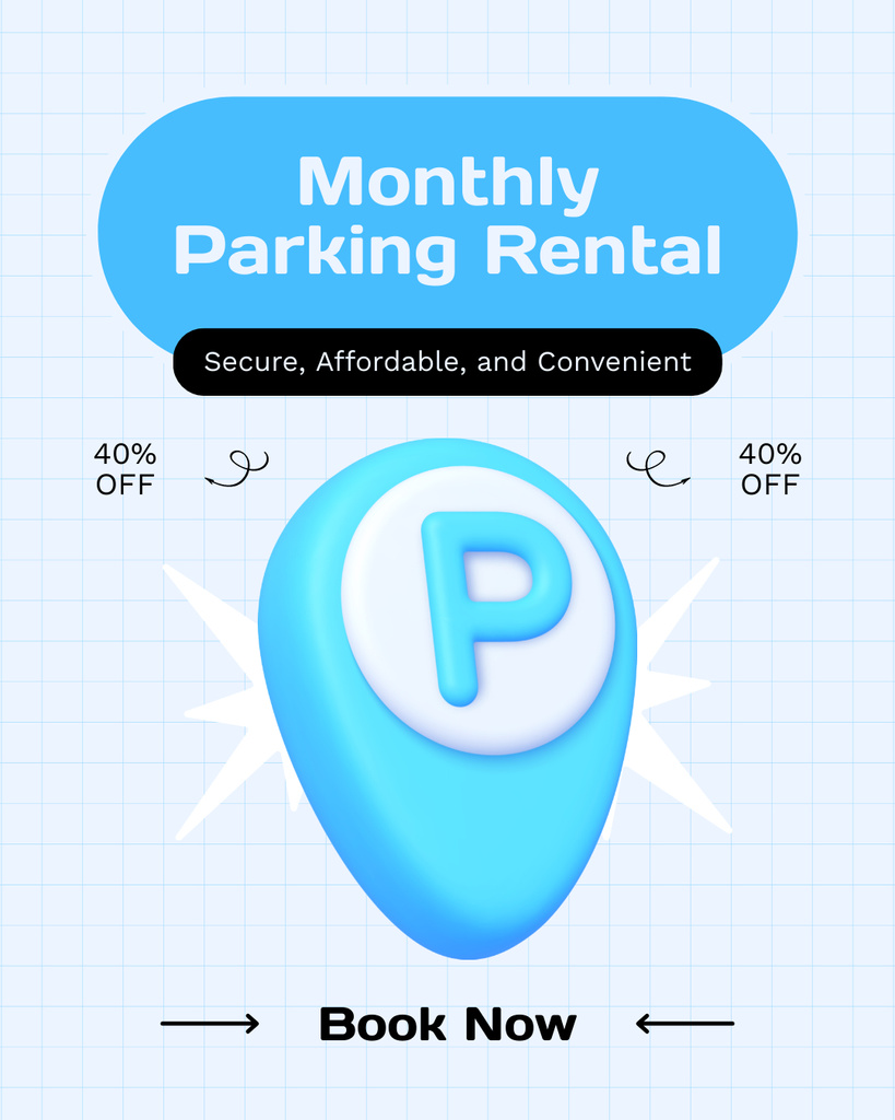 Designvorlage Monthly Rental Offer for Available Parking für Instagram Post Vertical