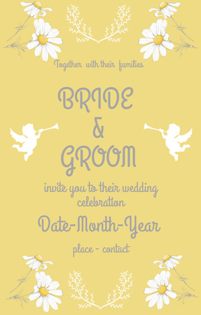 Wedding Celebration Announcement in Yellow Invitation 4.6x7.2in Design Template