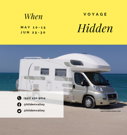 Plantilla de diseño de Viaje a la costa en furgoneta familiar Brochure Din Large Bi-fold 