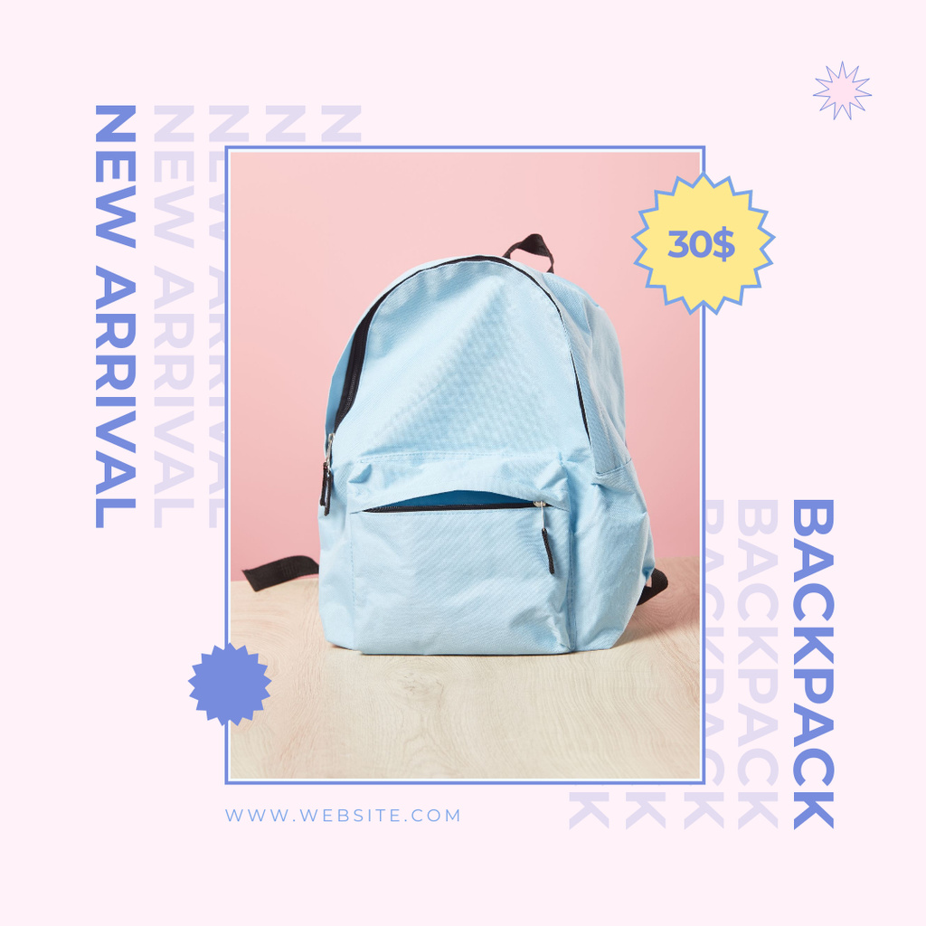 Backpack New Arrival Ad for Students Instagramデザインテンプレート