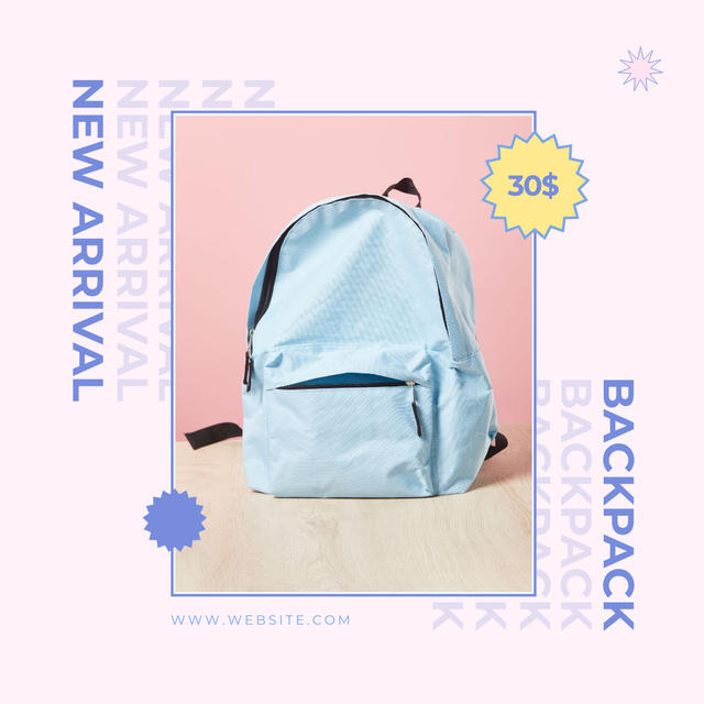 Designvorlage Backpack New Arrival Ad for Students für Instagram