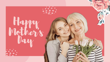 Parabéns do dia das mães com abraços e tulipas Full HD video Modelo de Design