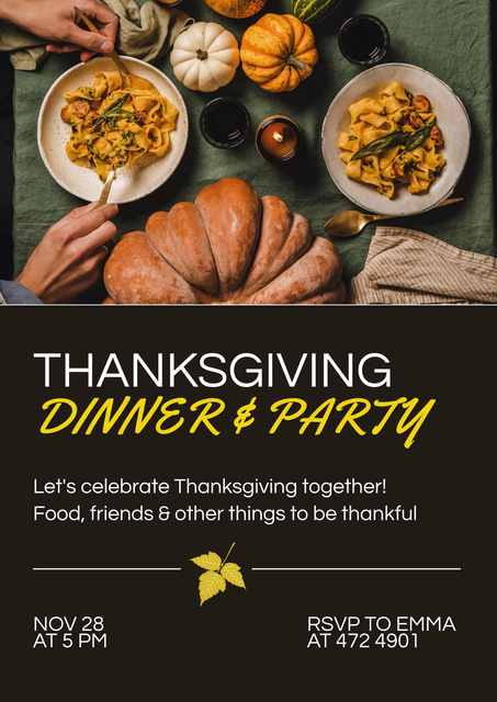 Thanksgiving Dinner Announcement Poster Design Template