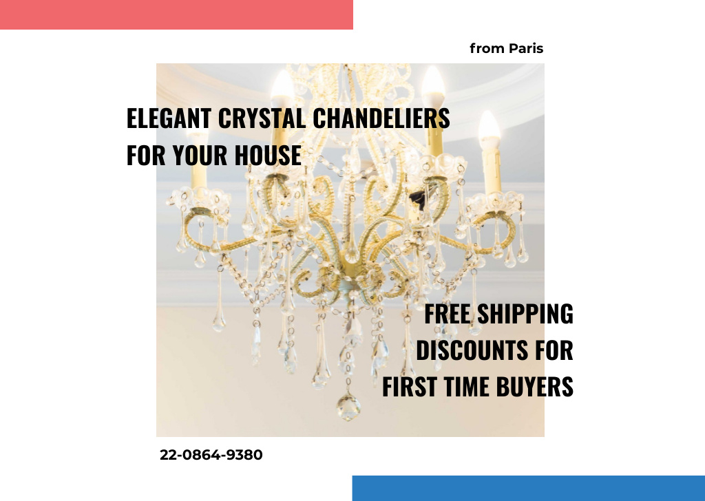 Elegant crystal chandeliers shop Card Design Template
