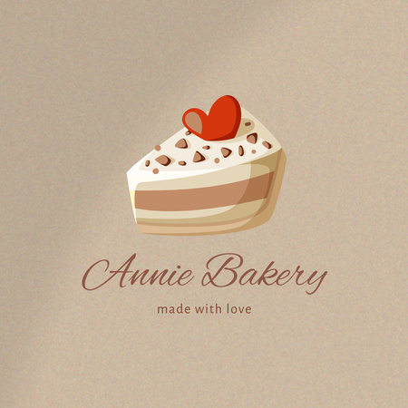 Sophisticated Bakery Ad with Tasty Piece Of Cake Logo Design Template