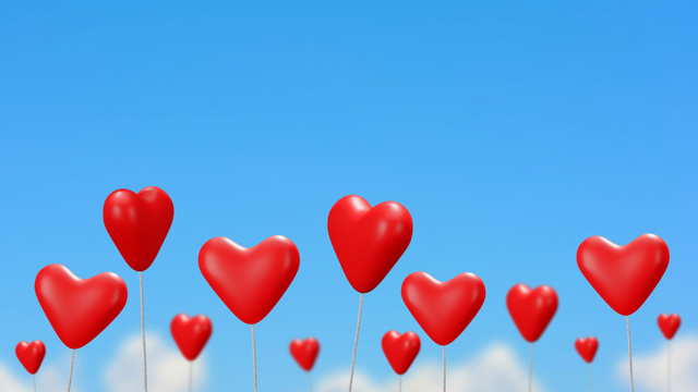 Plantilla de diseño de Valentine's Day with Bright Red Hearts on Sticks Zoom Background 