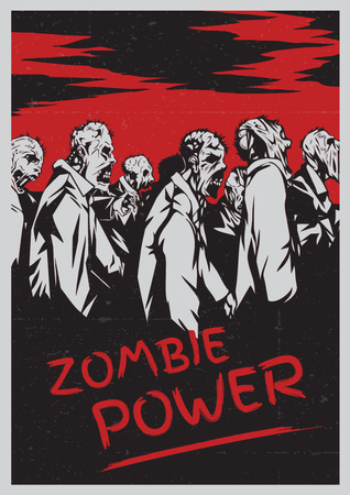 Designvorlage Zombie power scary illustration für Poster