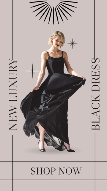 Woman in Fabulous Black Dress Instagram Story Modelo de Design