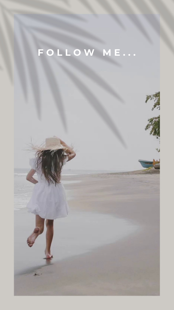 Young Happy Woman running on Tropical Beach TikTok Video – шаблон для дизайну