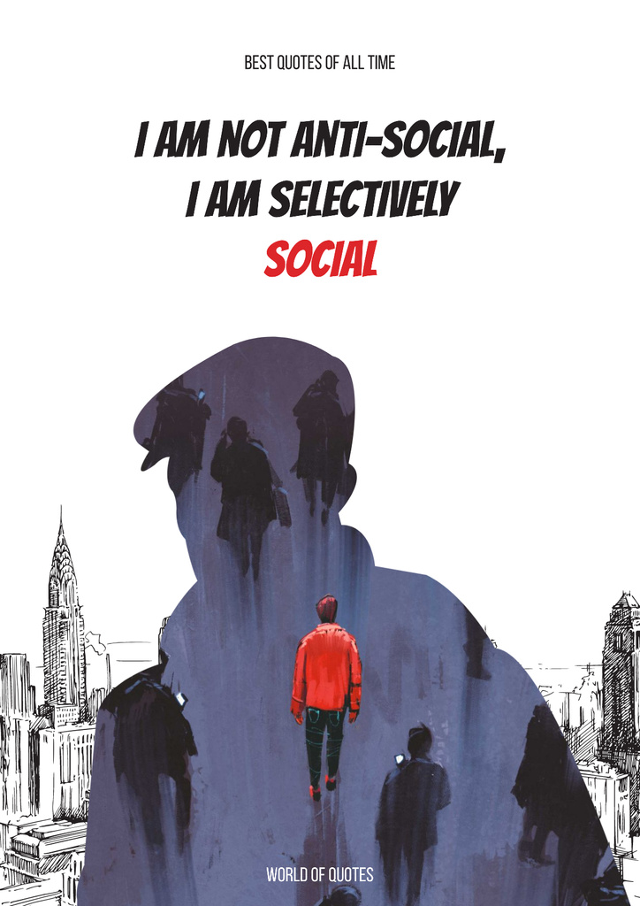 Modèle de visuel Social quote with Man silhouette - Poster