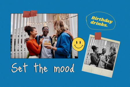 Bright Birthday Holiday Celebration Mood Boardデザインテンプレート